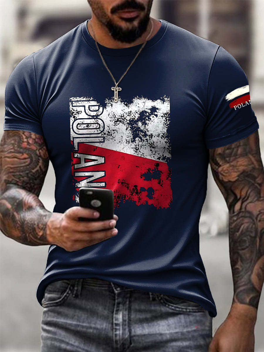 Męska koszulka z flagą w stylu vintage