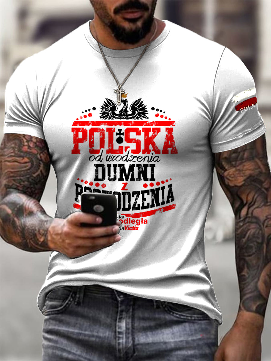 Męska koszulka Retro Patriot Pride Print Casual