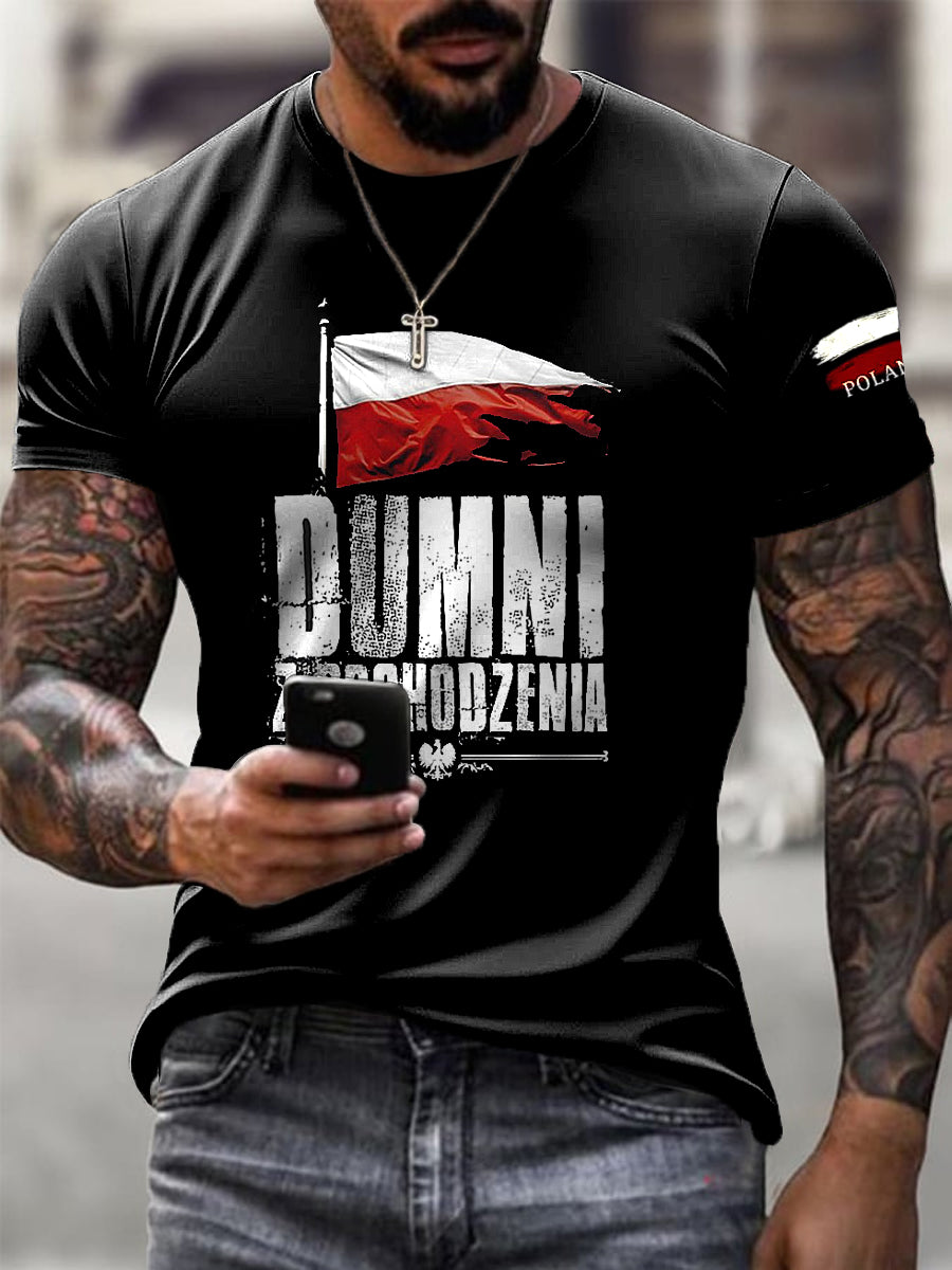 Męska koszulka Retro White Eagle Flag Pride Casual