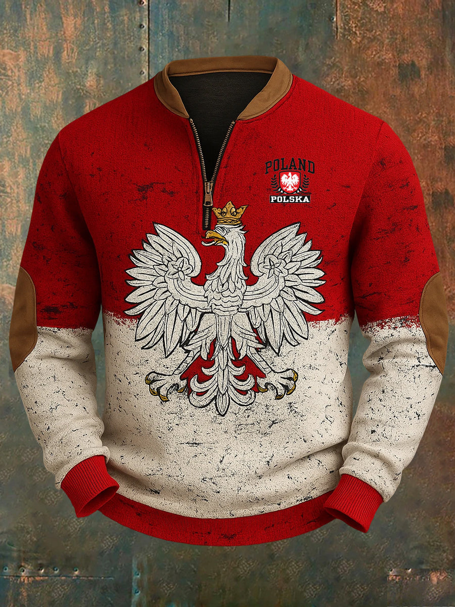 Polski Vintage Biały Orzeł Casual Bluza