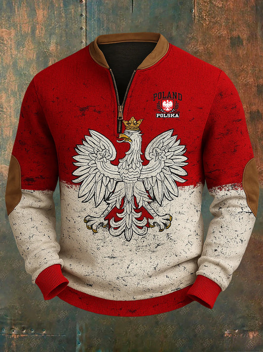 Polski Vintage Biały Orzeł Casual Bluza