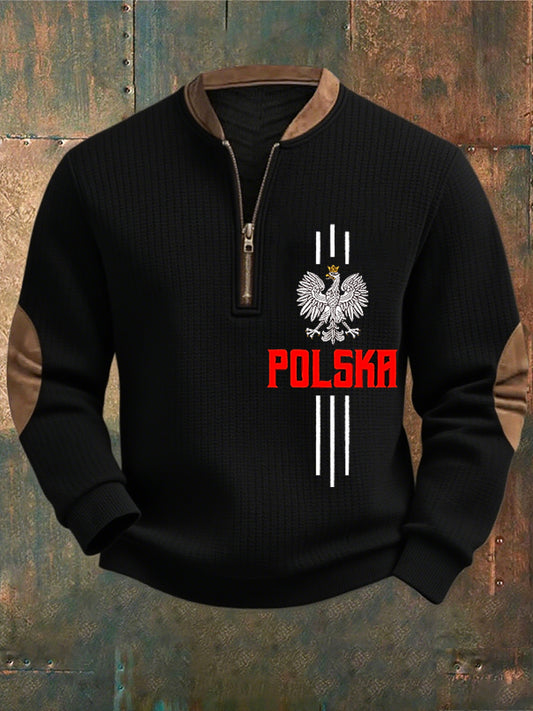 Polski Vintage Biały Orzeł Casual Bluza