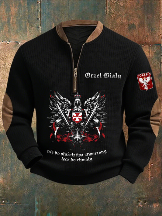 Polski Vintage Biały Orzeł Casual Bluza