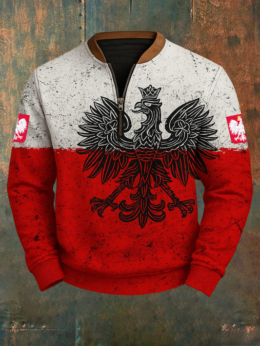 Polski Vintage Biały Orzeł Casual Bluza