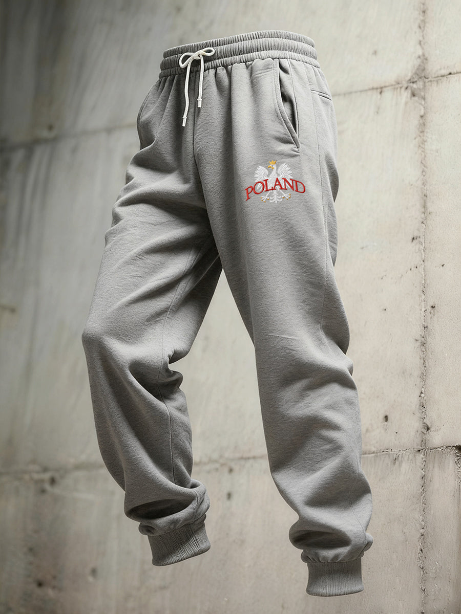 Męskie spodnie sportowe retro na co dzień