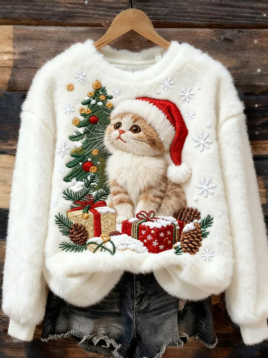 Damska wygodna flanelowa bluza z nadrukiem retro sztuki zwierząt