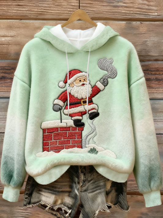 Damska świąteczna bluza z kapturem z nadrukiem Świętego Mikołaja