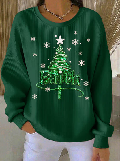 Damska świąteczna wiara z nadrukiem swobodnej bluzy