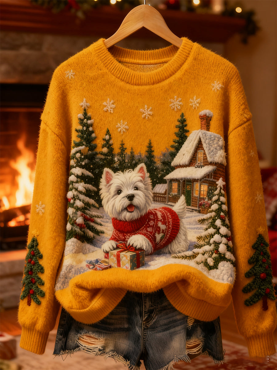 Damskie Retro Animal Boże Narodzenie Art Print Casual Top flanelowy