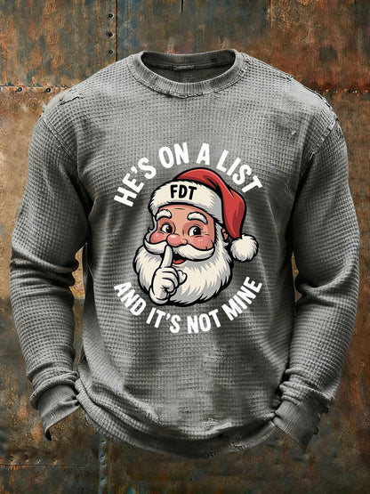 Męski Święty Mikołaj FDT Waffle Print Casual T-Shirt