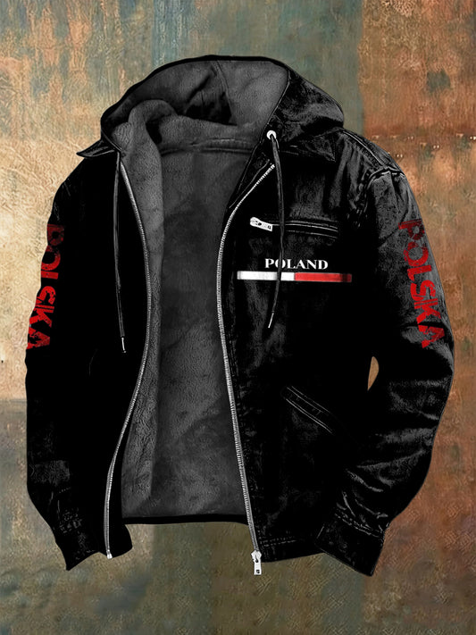 Kurtka z kapturem z podszewką z polaru retro