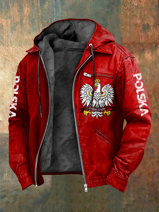 Kurtka z kapturem z polarową podszetką Retro Polish Eagle Patriot