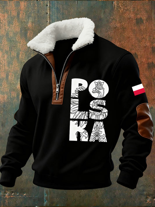 Męska bluza z polskim nadrukiem Stojący kołnierzyk