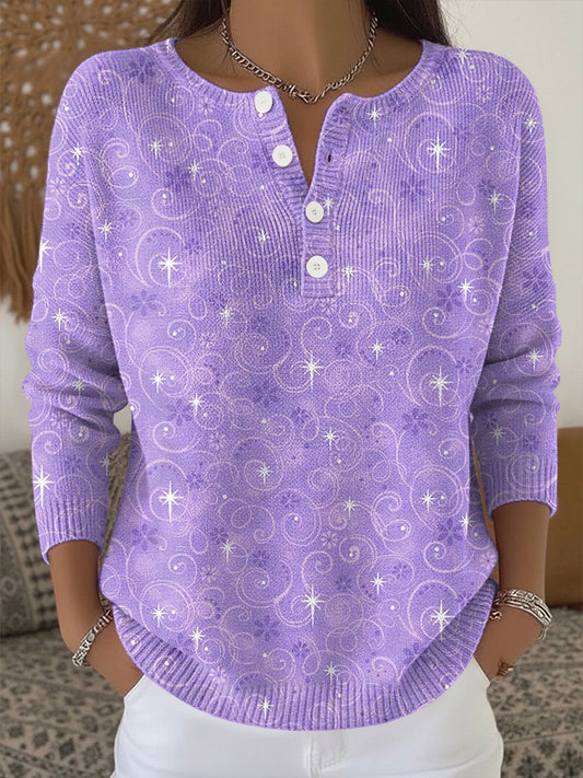 Damski fioletowy top z nadrukiem artystycznym