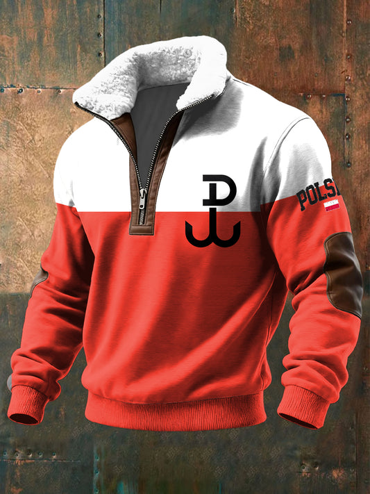 Retro Polski Underground Herb Lambswool Bluza z kapturem