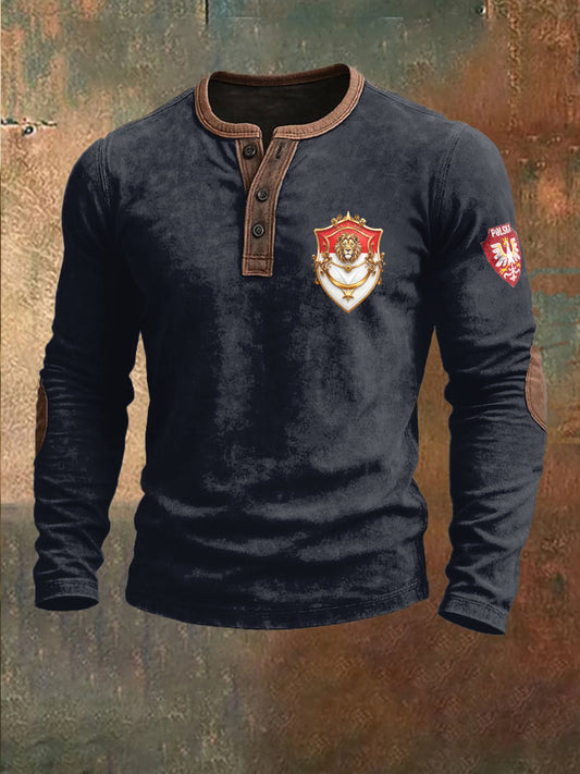 Męska granatowa polska flaga lwa casualowa bluza