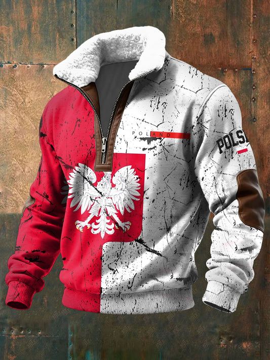 Pullover z lambswool z kołnierzem i zamkiem błyskawicznym w stylu retro w trudnej sytuacji