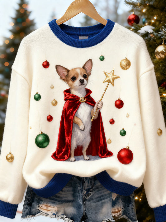 Damskie Retro Animal Boże Narodzenie Art Print Casual Top flanelowy