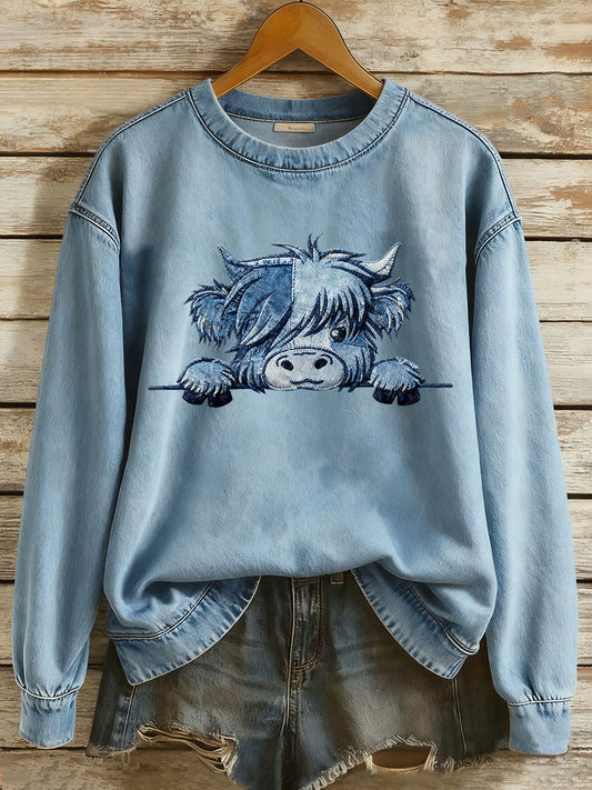 Damska koszula sportowa Highland Cow Art Print Casual