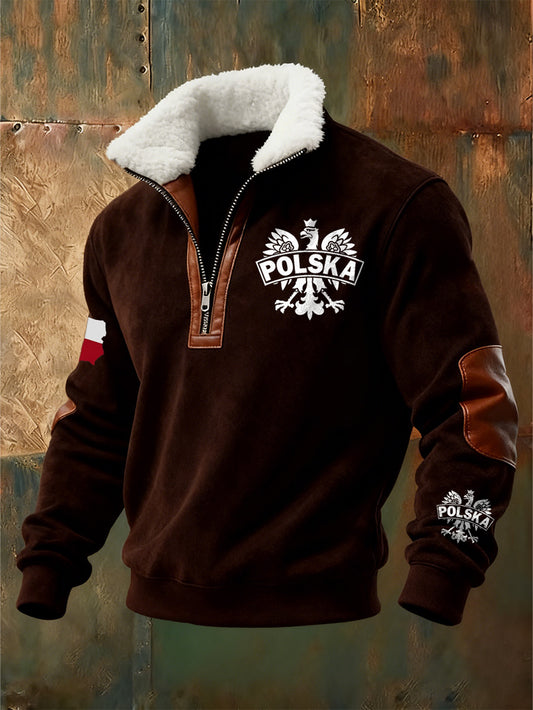 Męska bluza z polskim nadrukiem Stojący kołnierzyk