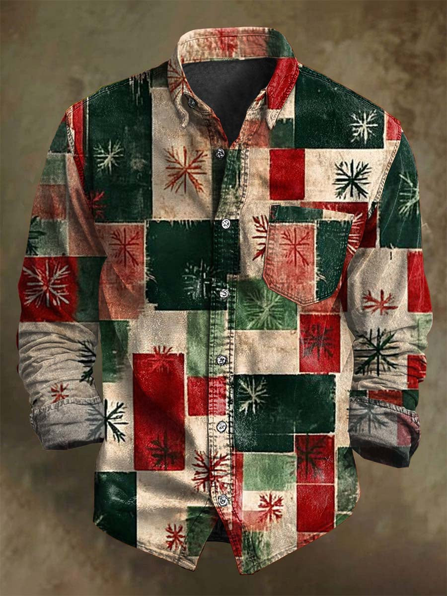 Świąteczna koszula z długim rękawem z nadrukiem renifera w kształcie płatka śniegu