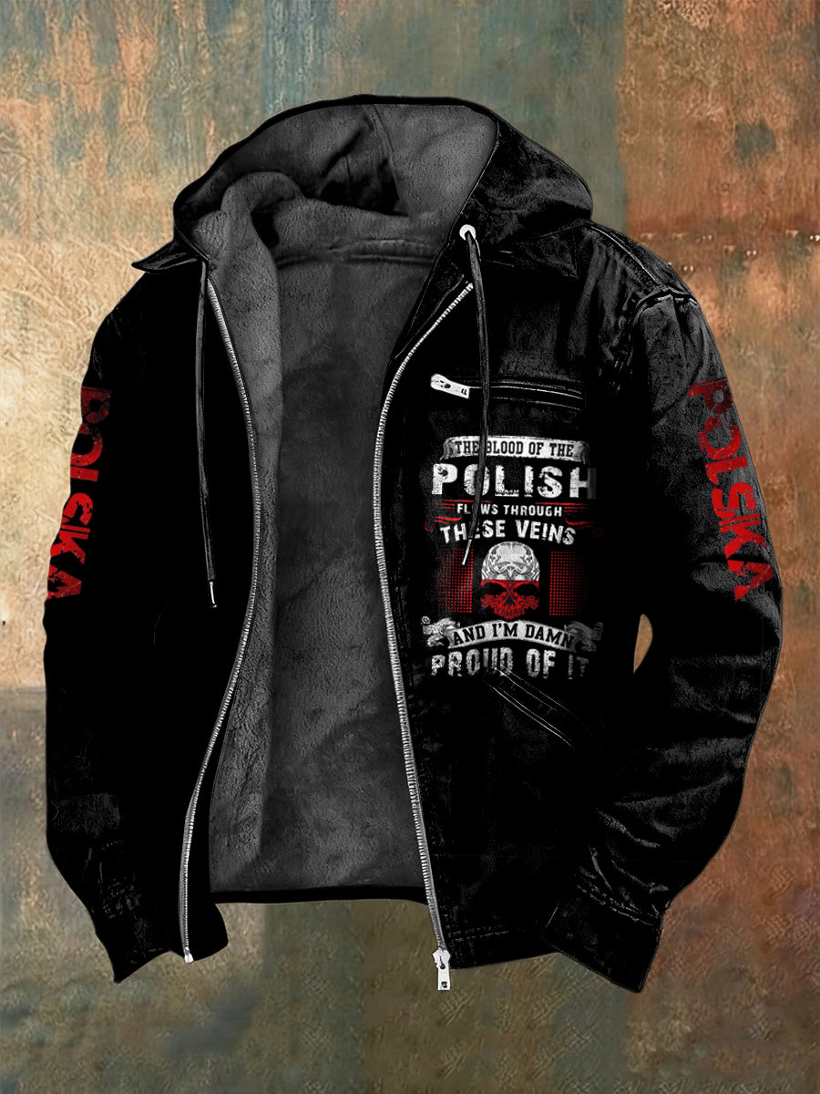 Kurtka z kapturem z polaru Retro Dumni z Polski