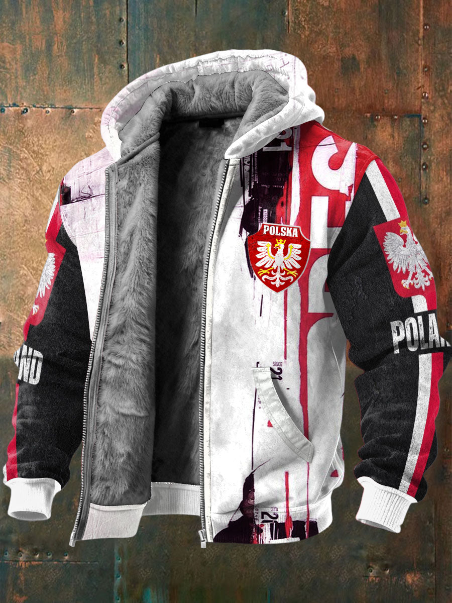 Męska kurtka z polarową podszewką z nadrukiem w Polsce