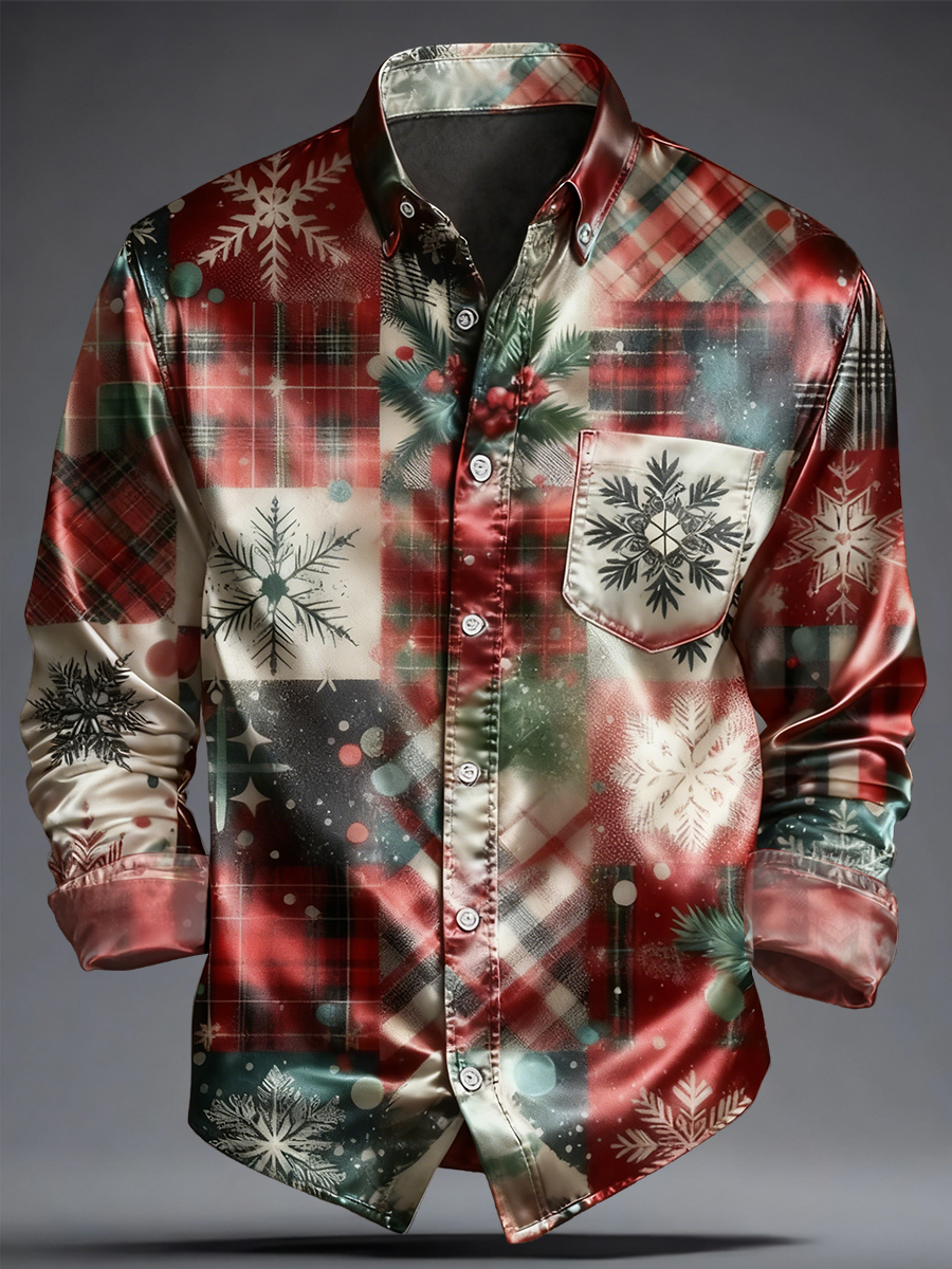 Męska luksusowa koszula z nadrukiem świątecznym