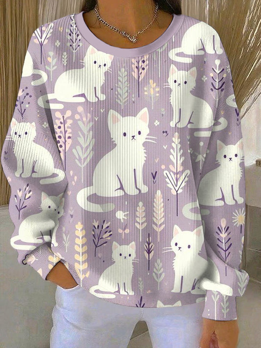 Damska fioletowa bluza z nadrukiem artystycznym