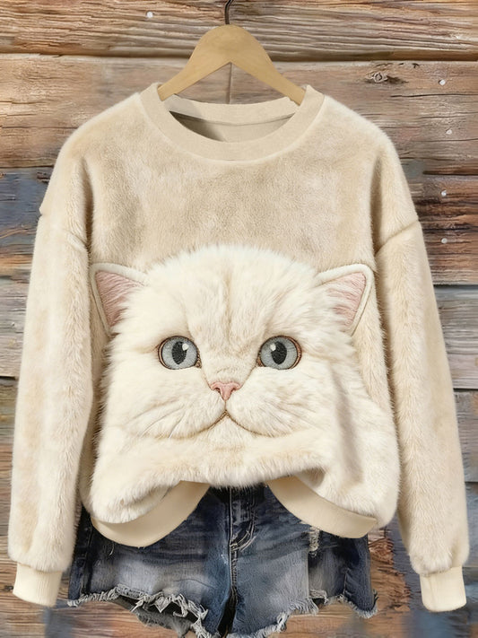 Damski top z nadrukiem w stylu cat