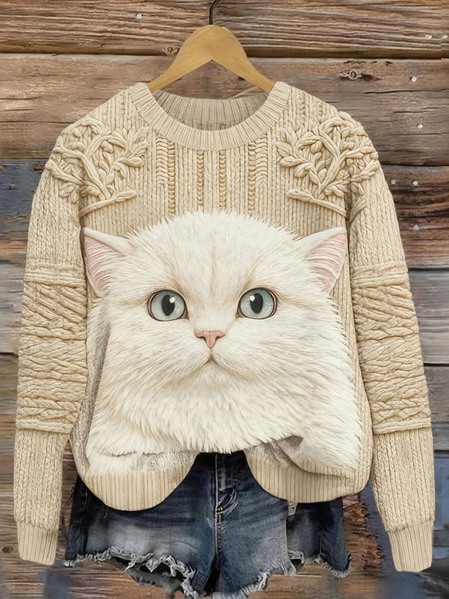 Damski top z nadrukiem w stylu cat