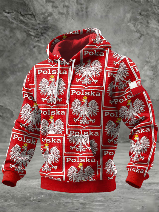 Retro Polski Biały Orzeł Casual Bluza z kapturem