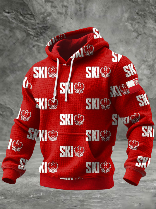 Retro SKI Polska Biały Orzeł Casual Bluza z kapturem