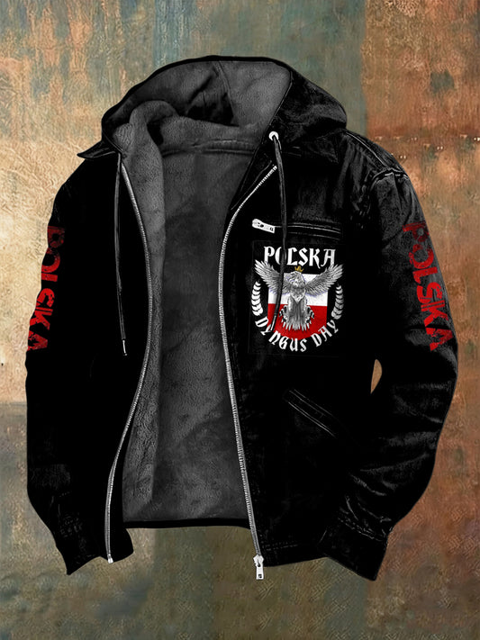 Retro Polski Orzeł Herb z kapturem z polarową podszetką