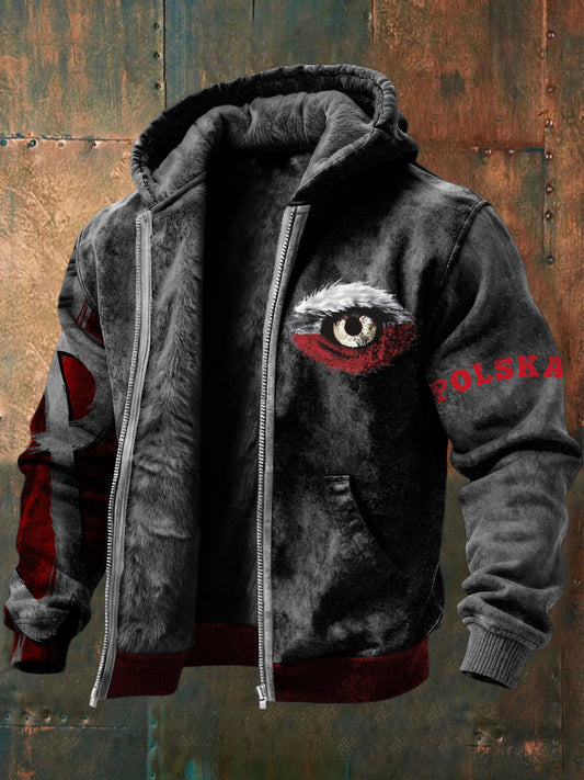 Męska kurtka z polarową podszewką z nadrukiem polskiej flagi