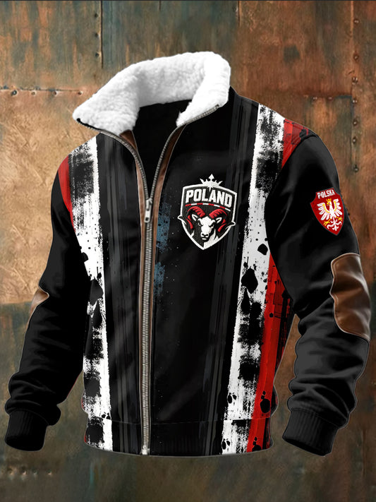 Męska kurtka z zamkiem błyskawicznym ze skóry bydlęcej