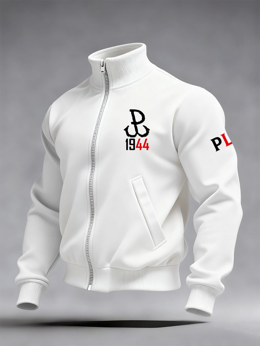 Męska moda vintage Casual Stand Collar Bluza z zamkiem błyskawicznym