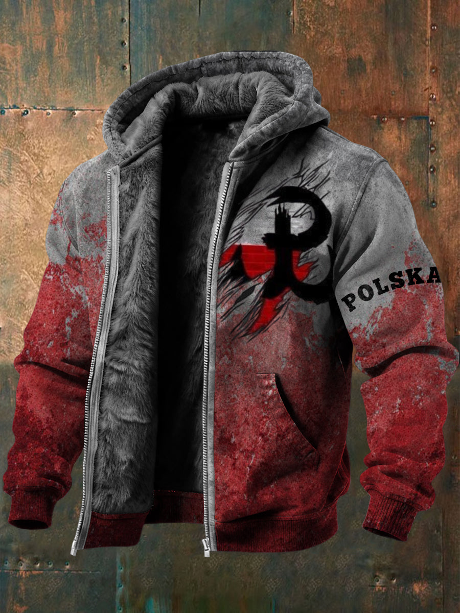 Męska kurtka z polarowym nadrukiem Edgy Poland Symbol