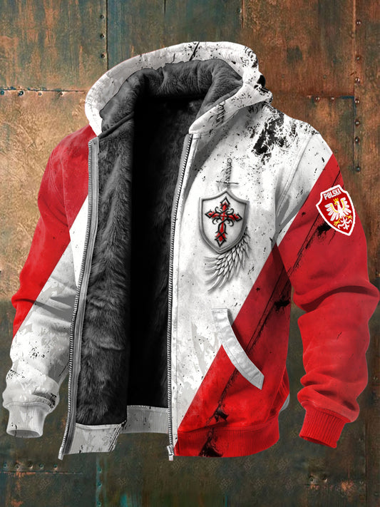 Męska kurtka z polarowym nadrukiem w skrzydle