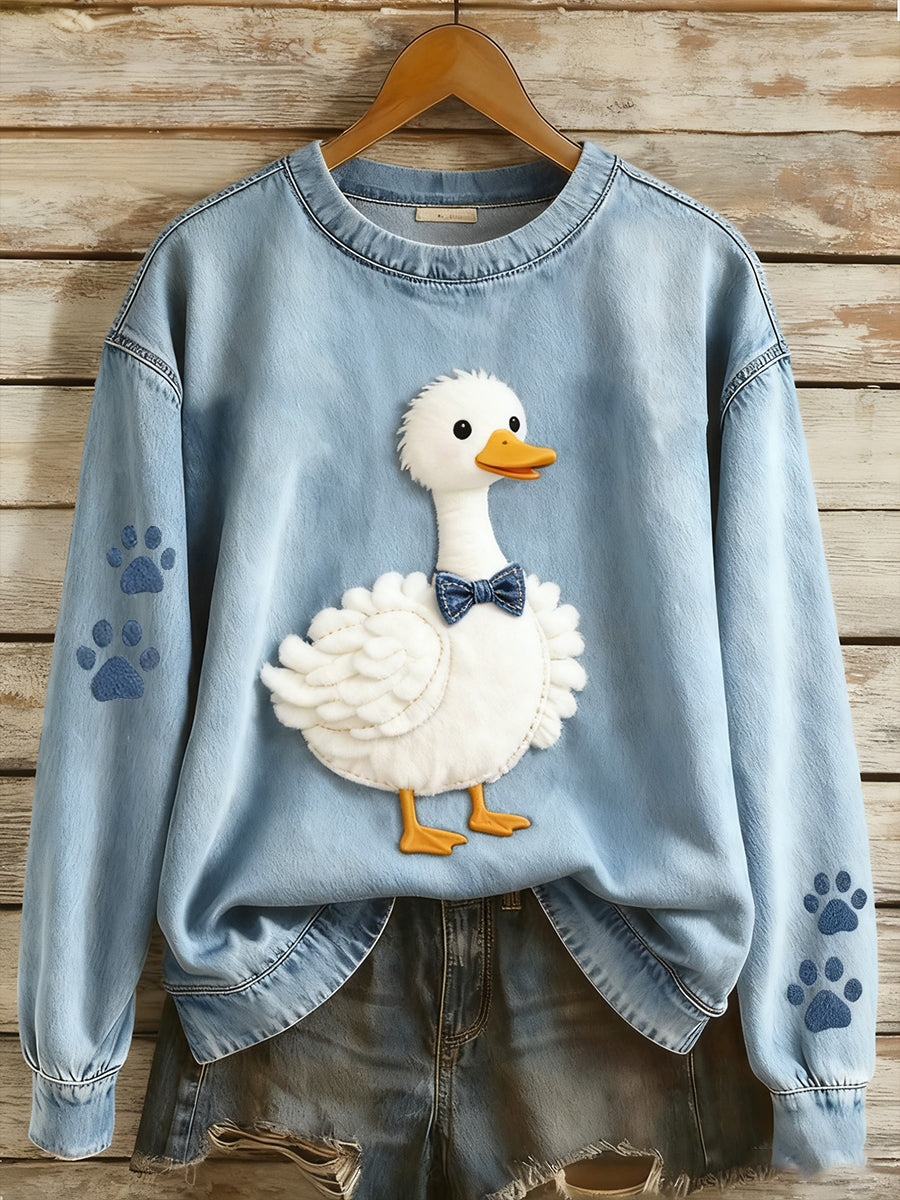 Damska bluza z długim rękawem w stylu retro Patchwork Animal Art Print Casual Comfort