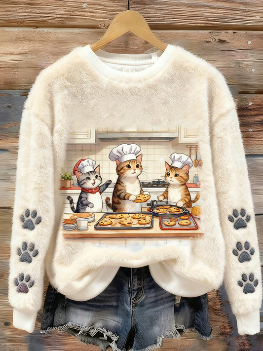 Damskie Retro Animal Art Print Casual Top flanelowy