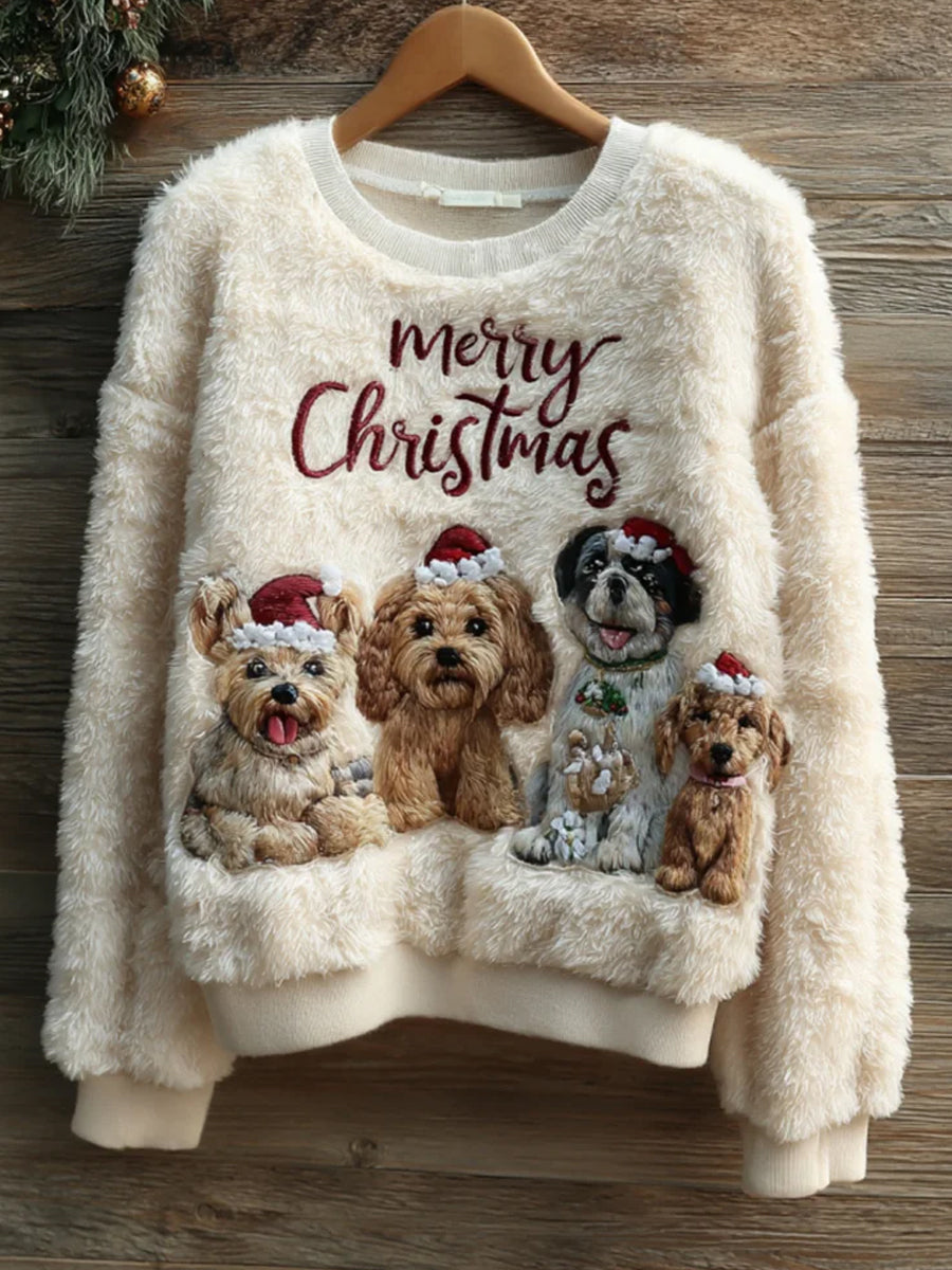 Damskie Retro Animal Boże Narodzenie Art Print Casual Comfort Top flanelowy