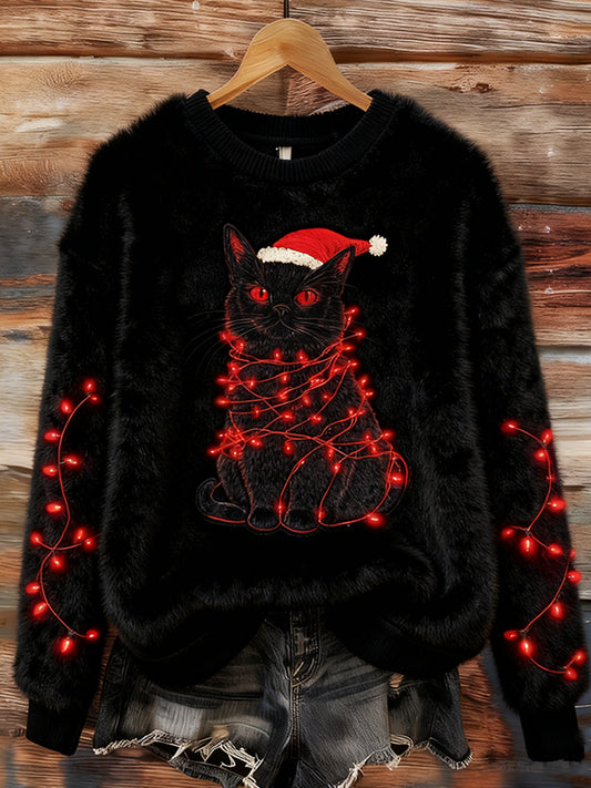 Damskie Retro Animal Boże Narodzenie Art Print Casual Comfort Top flanelowy