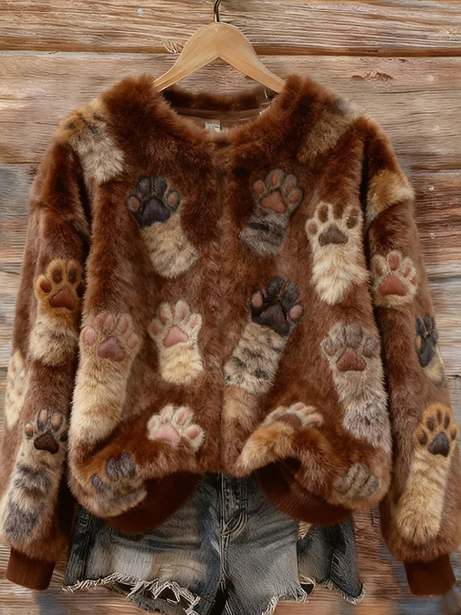 Damskie Retro Animal Boże Narodzenie Art Print Casual Comfort Top flanelowy