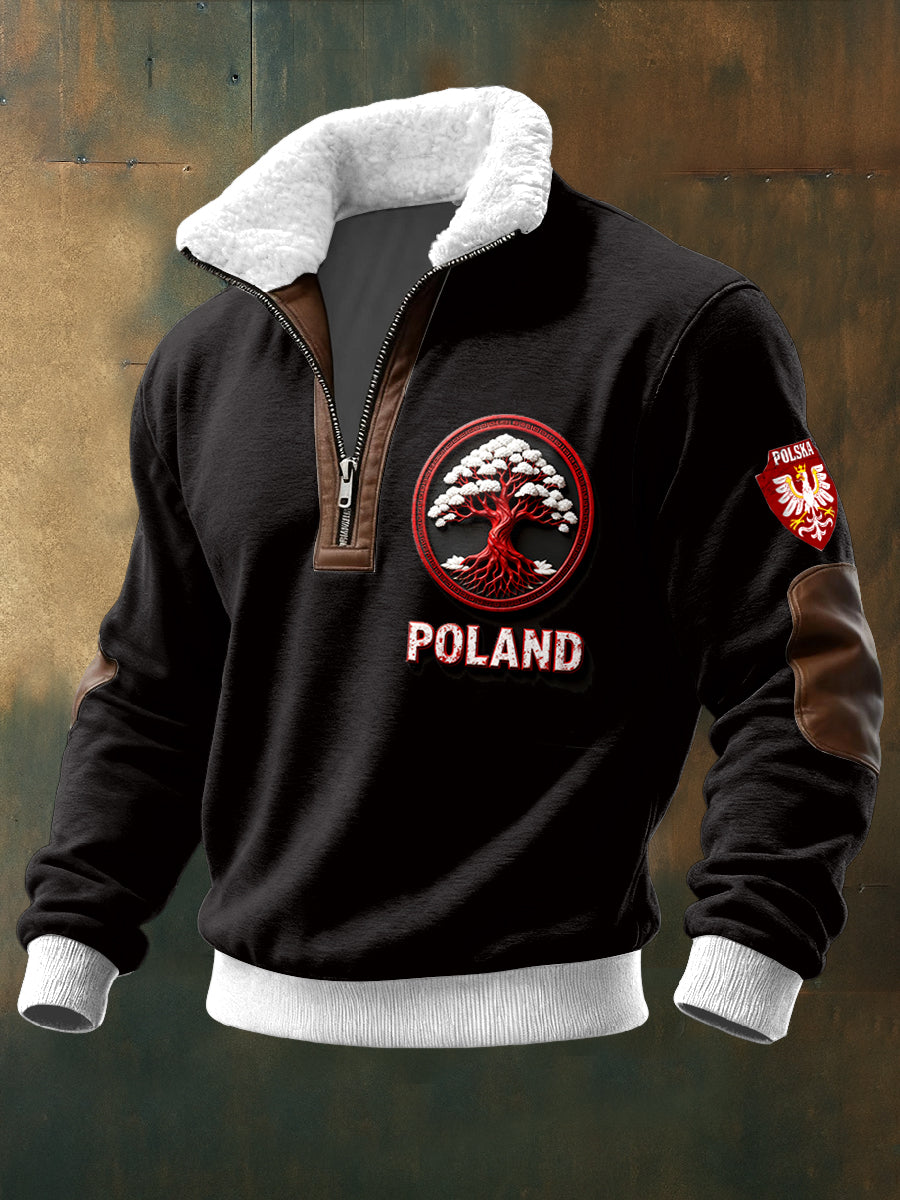 Męska bluza z nadrukiem z polskim kołnierzem