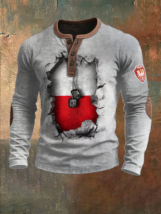 Męska flaga Polski Jasnoszara Bluza