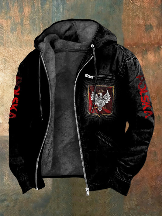 Kurtka z kapturem z polarową podszetką Retro Orła Polskiego