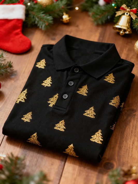 Męska koszula z długim rękawem na choinkę biznesową