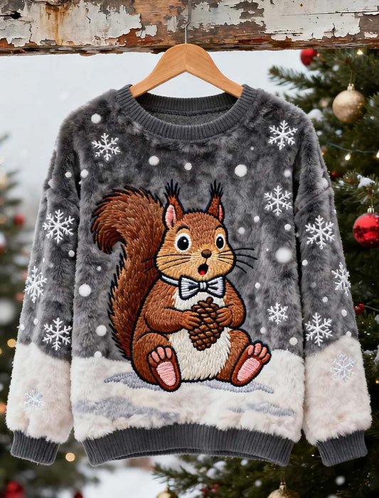 Damskie Retro Animal Art Print Casual Top flanelowy