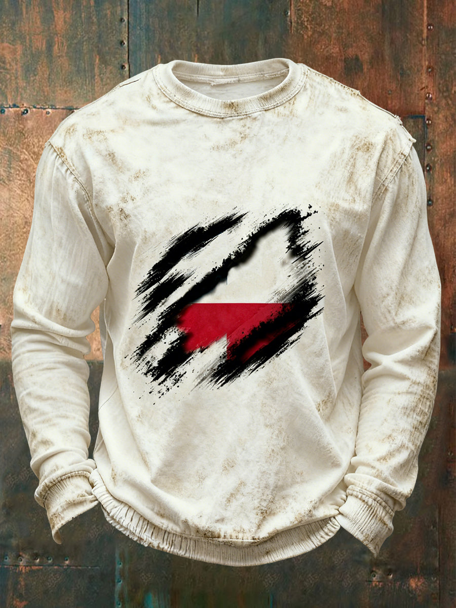 Retro abstrakcyjna polska flaga Casual Crewneck Bluza